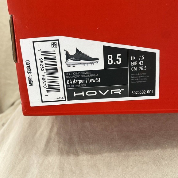 Under Armour Metal Cleats Men's‎ 8.5 Black Harper 7 Low ST Hovr Hybrid Baseball - Picture 9 of 9
